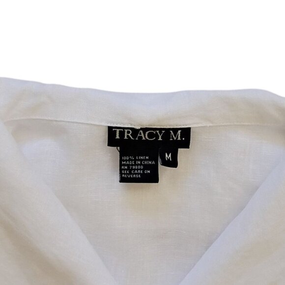 Tracy M. 100% Linen Short Sleeve Button Top Women's Size M Summer Blouse - Picture 3 of 8